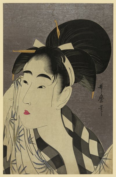 Ase o fuku onna von Kitagawa Utamaro